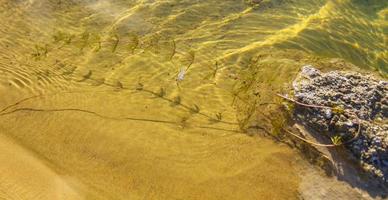 Green blue turquoise water beautiful quarry lake dredging pond lake. photo