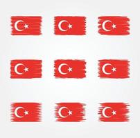 colección de pinceles de bandera de turquía vector