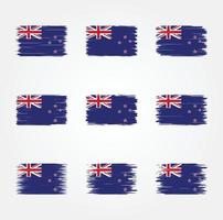 colección de pinceles de bandera de nueva zelanda vector