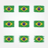 colección de pinceles de bandera de brasil vector