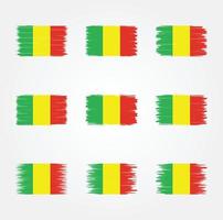 colección de pinceles de bandera de mali vector