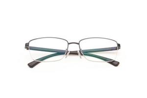 New black frame eyeglasses with clear lens isolated on white photo