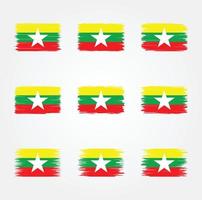 Myanmar Flag Brush. National Flag vector