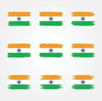 colección de pinceles de bandera india vector