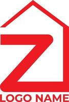 z inicio, logotipo de bienes raíces de letra z, logotipo de vector de propiedad, inicial z