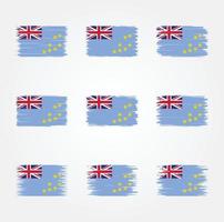 colección de pinceles de bandera de tuvalu vector