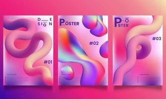 Set of vector abstract trendy, futuristic gradient illustrations, backgrounds for the cover of magazines about dreams, future, music poster. Pro Vector.