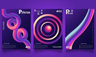 Set of vector abstract trendy, futuristic gradient illustrations, backgrounds for the cover of magazines about dreams, future, music, party poster. Pro vector.
