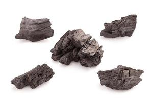 Stack of Charcoal isolated on white photo