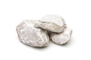Set white of granite rock stones isolated on white background photo
