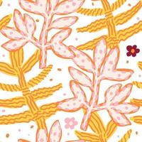 hojas contemporáneas de patrones sin fisuras en estilo de arte ingenuo. fondo floral abstracto. vector