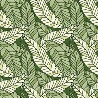 Linear tropical palm leaves seamless pattern. Exotic botanical texture. vector