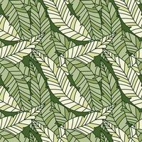 Linear tropical palm leaves seamless pattern. Exotic botanical texture. vector