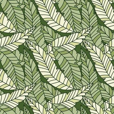 Linear tropical palm leaves seamless pattern. Exotic botanical texture.