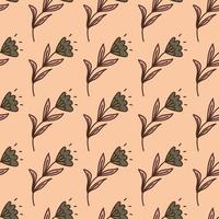 Cute flower seamless pattern in stylized folk style. Hand drawn elegant botanical background. vector