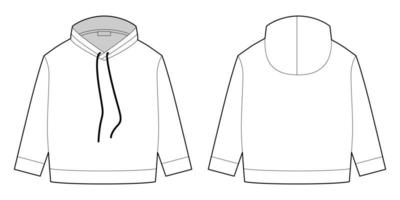 Hoodie Technical sketch. CAD mockup template hoody vector