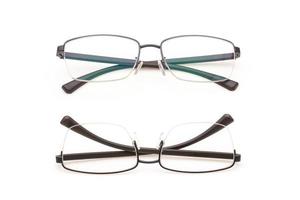 New black frame eyeglasses with clear lens isolated on white photo