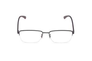 New black frame eyeglasses with clear lens isolated on white photo