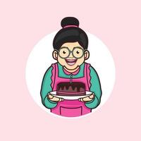 birthday mother character illustration cake logo