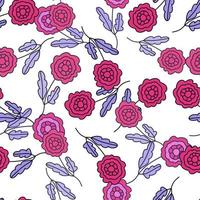 Decorative seamless pattern with doodle folk flowers ornament. vector