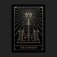 Emperor magic major arcana tarot card in golden hand drawn style vector