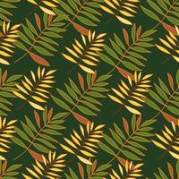 Abstract outline tropical palm leaves seamless pattern. Jungle leaf wallpaper. vector