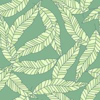 Linear tropical palm leaves seamless pattern. Exotic botanical texture. vector