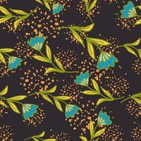 Cute flower seamless pattern in stylized folk style. Hand drawn elegant botanical background. vector