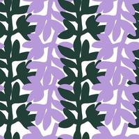 Cute strange tropical leaves seamless pattern. Naive art style. Leaf plants endless wallpaper. vector