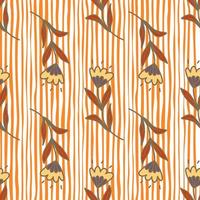 Cute flower seamless pattern in stylized folk style. Hand drawn elegant botanical background. vector