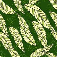 Simple tropical palm leaves seamless pattern. Linear exotic botanical texture. vector