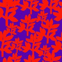 Cute strange tropical leaves seamless pattern. Naive art style. Leaf plants endless wallpaper. vector