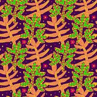 Strange leaves seamless pattern. Naive art style. Abstract floral wallpaper. vector