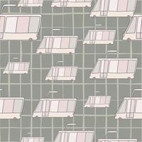 Cute trolleybus seamless pattern. City transport wallpaper. Kids electric vehicle background vector