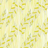 Simple tropical palm leaves seamless pattern. Linear exotic botanical texture. vector