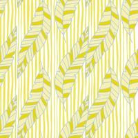 Simple tropical palm leaves seamless pattern. Linear exotic botanical texture. vector