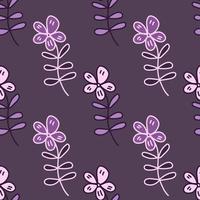 Simple outline flower seamless pattern. Floral wallpaper. vector