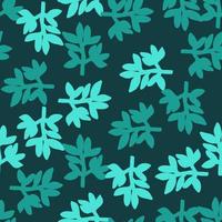 Cute strange tropical leaves seamless pattern. Naive art style. Leaf plants endless wallpaper. vector