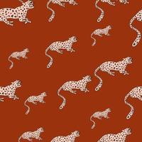 Decorative seamless pattern with doodle cute leopard. Hand drawn cheetah endless wallpaper. vector