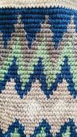 Handmade bags. Knitted from colored threads. Volumetric and comfortable to wear with a long handle. photo