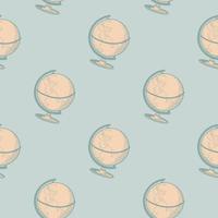 The globe engraved seamless pattern. Vintage world map in hand drawn style. vector