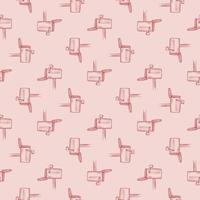 Mailbox engraved seamless pattern. Vintage letterbox in hand drawn style. vector