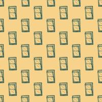 Windows lean forward engraved seamless pattern. Retro frame glass window hand drawn style. vector