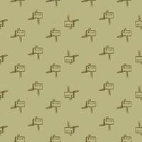 Mailbox engraved seamless pattern. Vintage letterbox in hand drawn style. vector
