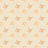 Mailbox engraved seamless pattern. Vintage letterbox in hand drawn style. vector
