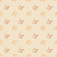 Mailbox engraved seamless pattern. Vintage letterbox in hand drawn style. vector