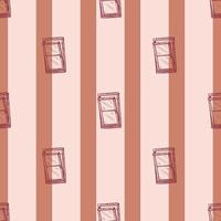 Windows lean forward engraved seamless pattern. Retro frame glass window hand drawn style. vector
