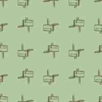 Mailbox engraved seamless pattern. Vintage letterbox in hand drawn style. vector