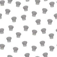 Chef hat engraved seamless pattern. Kitchen traditional element for cook in hand drawn style. vector