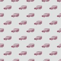 Safari bus engraved seamless pattern. Vintage adventure off road car in hand drawn style. vector